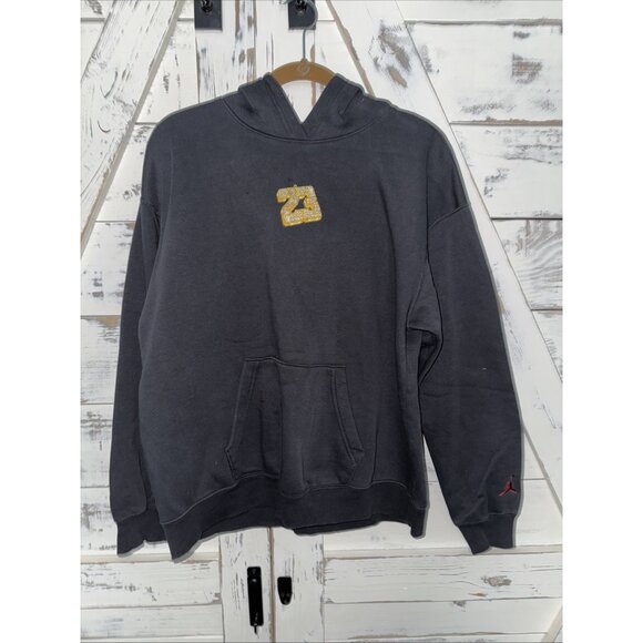 Jordan Gel Oversized Pullover Hoodie Statement Fleece Charcoal 23 Bling Logo M - Picture 7 of 11